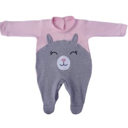 Macacão Longo de Bebê Fofinho Rosa Malha Macacão Longo de Bebê Fofinho Rosa Malha