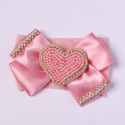 Faixa de Cabelo para Bebê Glamour Coração Rosa Faixa de Cabelo para Bebê Glamour Coração Rosa