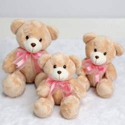Kit Ursos para Nicho Fofura Caramelo com Rosa 3 Peças Kit Ursos para Nicho Fofura Caramelo com Rosa 3 Peças