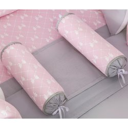 Rolinho Segura Bebê Ursa Mel Rosa com Cinza Rolinho Segura Bebê Ursa Mel Rosa com Cinza