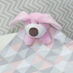 Naninha para Bebê Cachorrinha Losango Rosa Naninha para Bebê Cachorrinha Losango Rosa