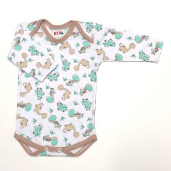 Body de Bebê Dinossauro Branco Manga Longa Body de Bebê Dinossauro Branco Manga Longa