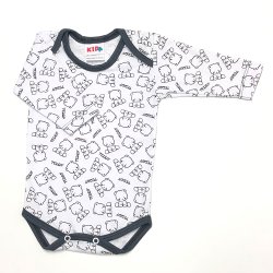 Body de Bebê Urso Teddy Preto e Branco Manga Longa Body de Bebê Urso Teddy Preto e Branco Manga Longa