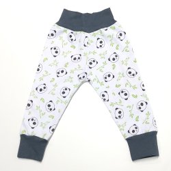 Mijão de Bebê Panda Branco Malha Cós Alto Mijão de Bebê Panda Branco Malha Cós Alto