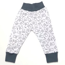 Mijão de Bebê Urso Teddy Preto e Branco Malha Cós Alto Mijão de Bebê Urso Teddy Preto e Branco Malha Cós Alto
