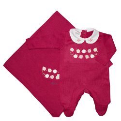 Saída de Maternidade Tricot Florzinha Pink 2 Peças Saída de Maternidade Tricot Florzinha Pink 2 Peças