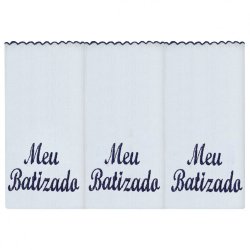 Fralda de Ombro Meu Batizado Marinho 3 Peças Fralda de Ombro Meu Batizado Marinho 3 Peças