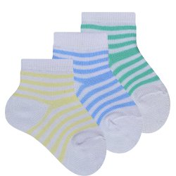 Kit de Meias para Bebê Listrada 3 Pares Kit de Meias para Bebê Listrada 3 Pares
