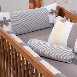 Kit Berço Tricot Lucas Amarelo com Cinza 6 Peças Kit Berço Tricot Lucas Amarelo com Cinza 6 Peças