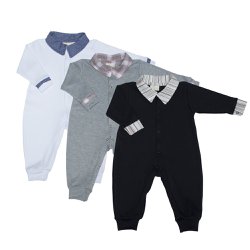 Macacão de Bebê Fred Malha Kit 3 peças Macacão de Bebê Fred Malha Kit 3 peças
