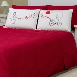 Kit Cobre Leito Emoções Queen Aquarela 5 Peças - Bicicleta Kit Cobre Leito Emoções Queen Aquarela 5 Peças - Bicicleta