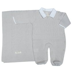 Saída de Maternidade Chic Tricot Cinza 2 Peças Saída de Maternidade Chic Tricot Cinza 2 Peças