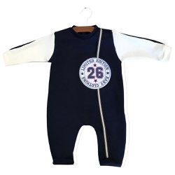 Macacão Longo Baby Marinho e Branco Macacão Longo Baby Marinho e Branco