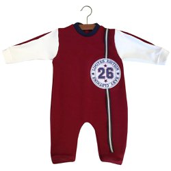 Macacão Longo Baby Bordô e Branco Macacão Longo Baby Bordô e Branco