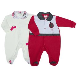 Macacão Longo de Bebê Charmosa Kit 2 Peças Macacão Longo de Bebê Charmosa Kit 2 Peças