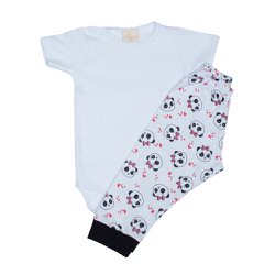 Kit Body e Mijão de Bebê Panda Branco Malha Kit Body e Mijão de Bebê Panda Branco Malha