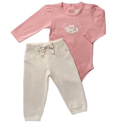 Conjunto de Bebê Body Longo e Calça Lacinho Conjunto de Bebê Body Longo e Calça Lacinho