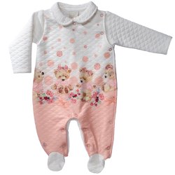Macacão Longo para Bebê em Matelasse Estampada Ursas Macacão Longo para Bebê em Matelasse Estampada Ursas