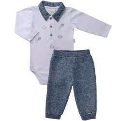 Conjunto de Bebê Body Longo e Calça Espacial Moletom Conjunto de Bebê Body Longo e Calça Espacial Moletom
