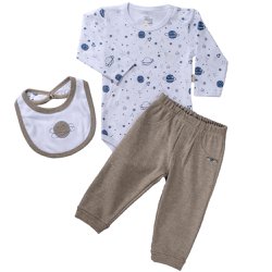 Conjunto de Bebê Body, Babador e Calça Espacial Conjunto de Bebê Body, Babador e Calça Espacial