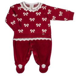 Macacão Longo para Bebê Tricot Laços Macacão Longo para Bebê Tricot Laços