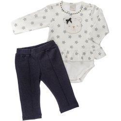 Conjunto de Bebê Body Longo e Calça Moletinho Ursinha Conjunto de Bebê Body Longo e Calça Moletinho Ursinha