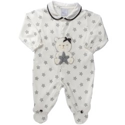 Macacão Longo para Bebê em Suedine Estrelas Ursinha Macacão Longo para Bebê em Suedine Estrelas Ursinha