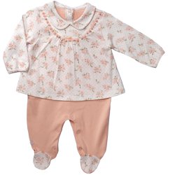 Macacão Longo para Bebê em Suedine Estampa Floral Macacão Longo para Bebê em Suedine Estampa Floral