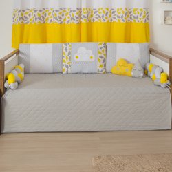 Kit Cama Babá Nuvenzinha Chevron Amarelo 8 Peças Kit Cama Babá Nuvenzinha Chevron Amarelo 8 Peças