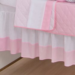 Saia de Berço Rosa com Branco Saia de Berço Rosa com Branco