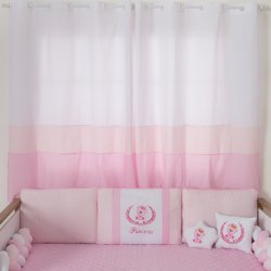 Cortina para Quarto de Bebê Princesa Ursa Rosa Cortina para Quarto de Bebê Princesa Ursa Rosa