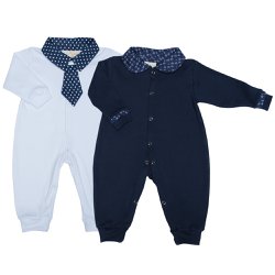 Macacão de Bebê Estilinho Branco e Marinho Kit 2 peças Macacão de Bebê Estilinho Branco e Marinho Kit 2 peças