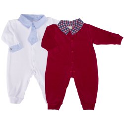 Macacão de Bebê Basic Branco e Vermelho Plush Kit 2 peças Macacão de Bebê Basic Branco e Vermelho Plush Kit 2 peças