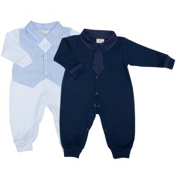 Macacão de Bebê Charme Marinho e Branco Kit 2 peças Macacão de Bebê Charme Marinho e Branco Kit 2 peças