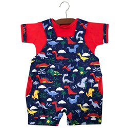 Jardineira de Bebê Dinossauro Marinho 2 Peças Jardineira de Bebê Dinossauro Marinho 2 Peças