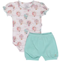 Conjunto de Bebê Body Curto e Short Balões Verde Água Conjunto de Bebê Body Curto e Short Balões Verde Água