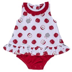 Macacão Curto para Bebê em Cotton Maçazinhas Macacão Curto para Bebê em Cotton Maçazinhas