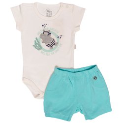 Conjunto de Bebê Body Curto e Short Hipopótamo Conjunto de Bebê Body Curto e Short Hipopótamo