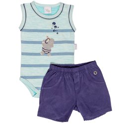 Conjunto de Bebê Body Regata e Short Hipopótamo Conjunto de Bebê Body Regata e Short Hipopótamo