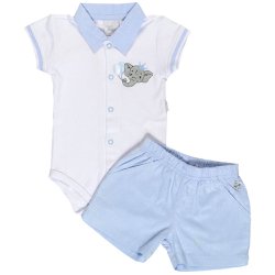 Conjunto de Bebê Body Curto Elefante e Shorts Azul Conjunto de Bebê Body Curto Elefante e Shorts Azul