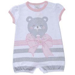Macacão Curto para Bebê Cotton Ursinha Rosa Macacão Curto para Bebê Cotton Ursinha Rosa