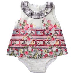 Macacão Curto para Bebê Pandas Floral Macacão Curto para Bebê Pandas Floral