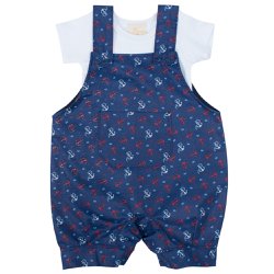 Jardineira de Bebê Âncora Basic Marinho e Branco 2 peças Jardineira de Bebê Âncora Basic Marinho e Branco 2 peças
