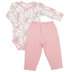 Conjunto de Bebê Body Longo e Calça Coelhas Conjunto de Bebê Body Longo e Calça Coelhas