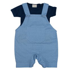 Jardineira de Bebê Estilinho Marinho com Azul 2 Peças Jardineira de Bebê Estilinho Marinho com Azul 2 Peças