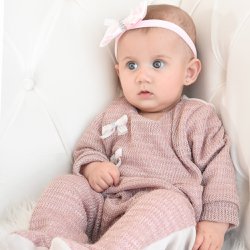 Macacão Longo de Bebê Laço Rosê Macacão Longo de Bebê Laço Rosê