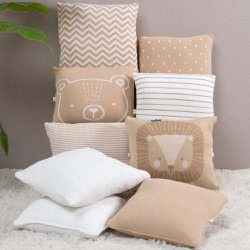 Almofada Quadrada Tricot Estampada Bege Almofada Quadrada Tricot Estampada Bege