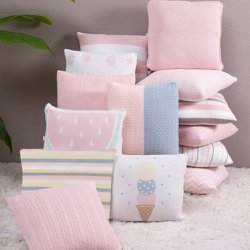 Almofada Quadrada Tricot Estampada Rosa Almofada Quadrada Tricot Estampada Rosa