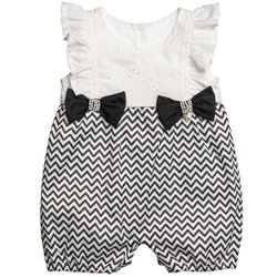 Macacão Curto para Bebê Chic Chevron Preto Macacão Curto para Bebê Chic Chevron Preto
