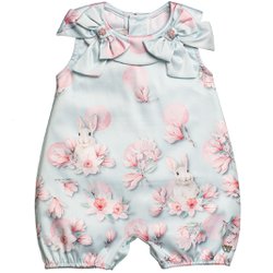 Macacão Curto para Bebê Chic Floral Azul Macacão Curto para Bebê Chic Floral Azul
